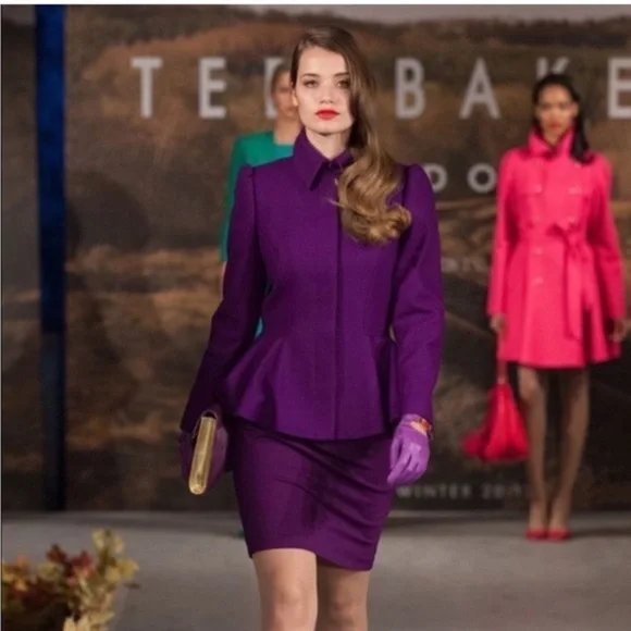 RARE Ted Baker Black Wool Cashmere Blend Peplum Sollel Coat - Picture 6 of 13